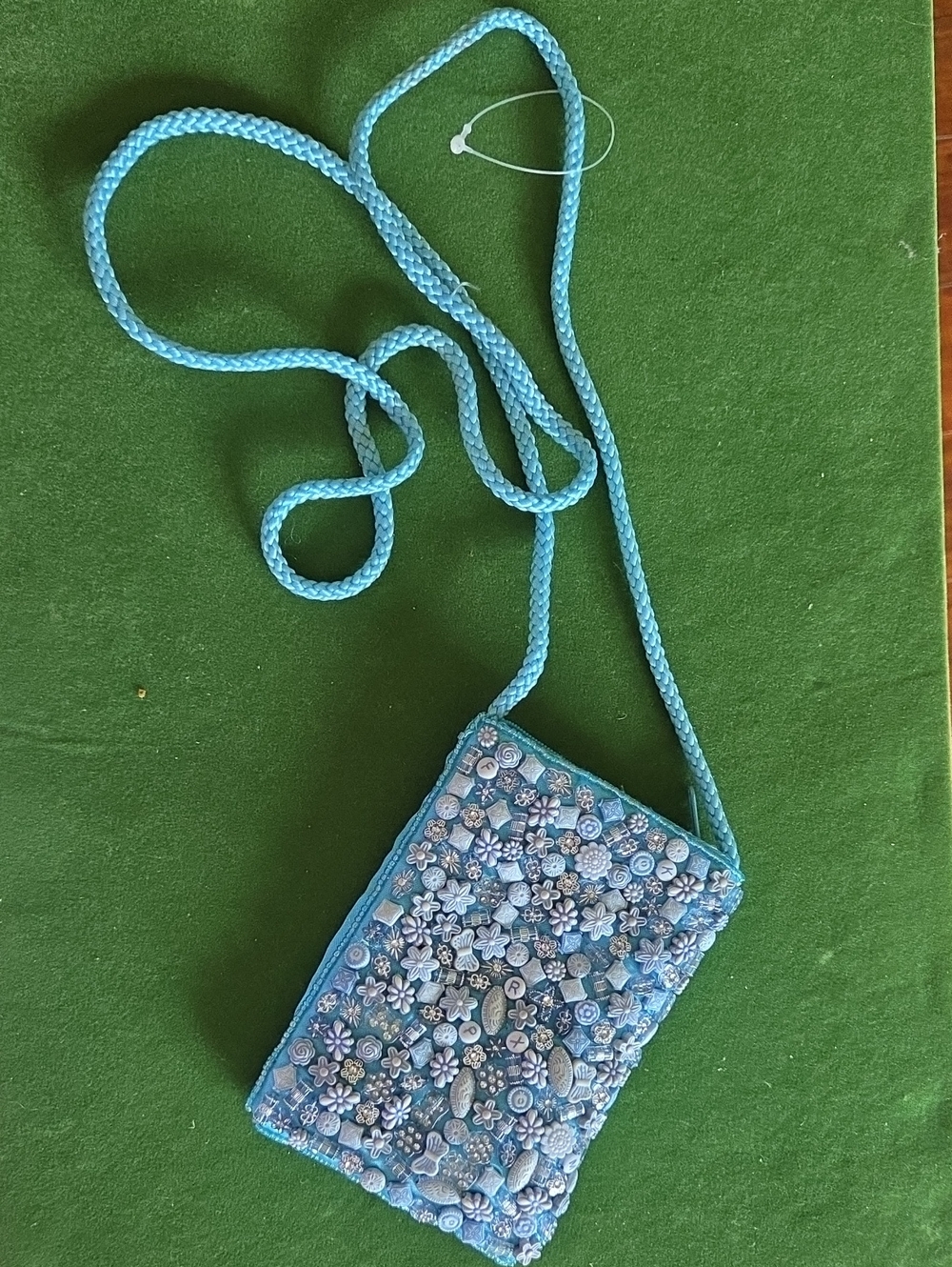 Blue Beaded Floral Phone Crossbody - Women Accessories